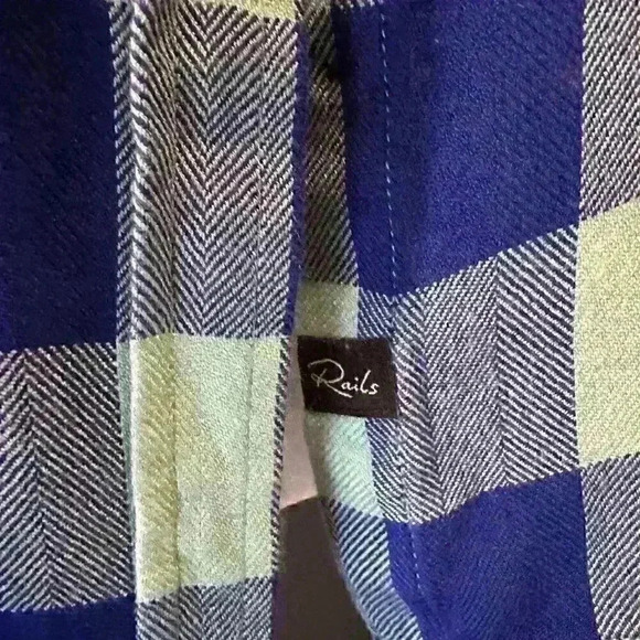 RAILS S/S blue turquoise button down double chested pocket buffalo plaid - Picture 4 of 4